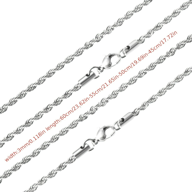 Punk Hip-Hop Twisted Plain Circle Chain Necklace, Unisex